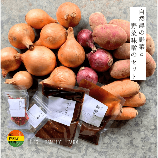 自然栽培で育った＜野菜と野菜味噌のセット＞無農薬・無化学肥料で野菜本来の味を楽しめます