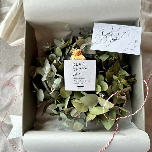 期間限定クリスマスギフト＜ブルーベリージャムにリースを添えて＞農薬・化学肥料・添加物不使用