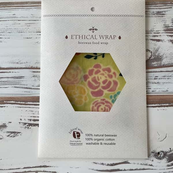 洗って繰り返し使える蜜蝋ラップ<エシカルラップ・フラワーローズ>オーガニックコットン使用