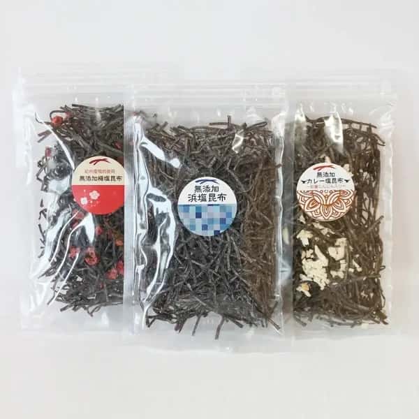 【体に優しい無添加の塩昆布】楽しい3種食べ比べセット〜北海道産天然真昆布使用〜