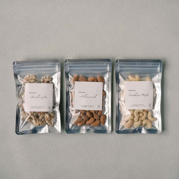 有機ナッツ3種セット・ご自宅用（素焼き・無塩）有機アーモンド・有機カシュナッツ・有機クルミ
