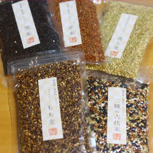 古代米・雑穀5種類セット【無農薬・無肥料・天日干し】