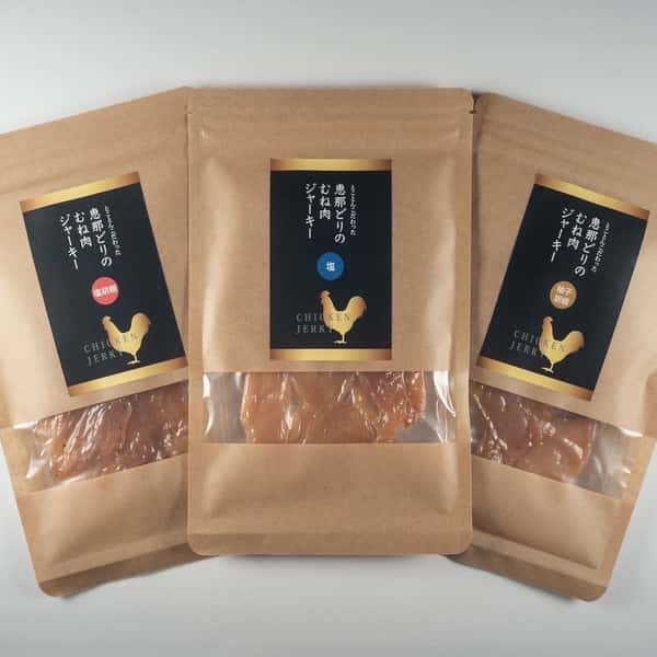 無添加高タンパク低糖質恵那どりのむね肉ジャーキー(塩・塩胡椒・柚子胡椒の詰合せ)  ※保存料、着色料、発色料、亜硝酸ナトリウム、酸化防止剤の添加物不使用