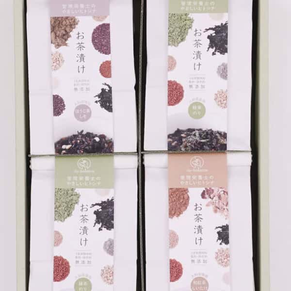 奈良の大和茶入り＜無添加お茶漬けの素＞四合わせ（しあわせ）ギフトセット