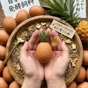 放牧卵/パイナップルのために育てた卵/自家製発酵飼料でヒヨコから育てました