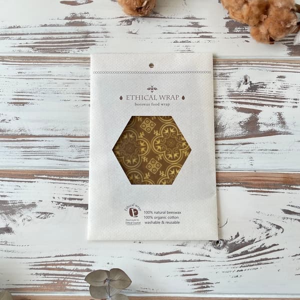 洗って繰り返し使える蜜蝋ラップ<エシカルラップ・ダマスク>オーガニックコットン使用