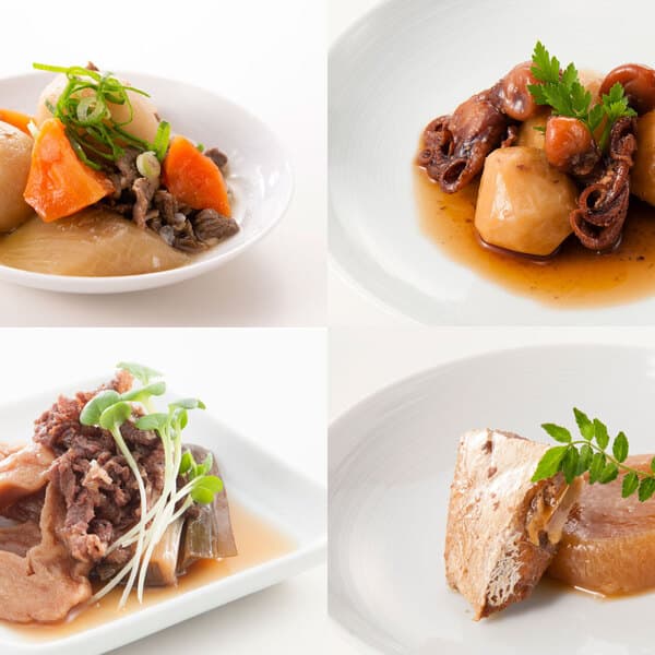 金沢おばんざいセット〈国産肉じゃが煮・いいだこと里芋の煮付・ぶり大根・小車麩のすきやき煮〉やさしい味に仕上げた安心惣菜詰め合わせ4種