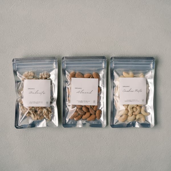 有機ナッツ3種セット・ご自宅用（素焼き・無塩）有機アーモンド・有機カシュナッツ・有機クルミ