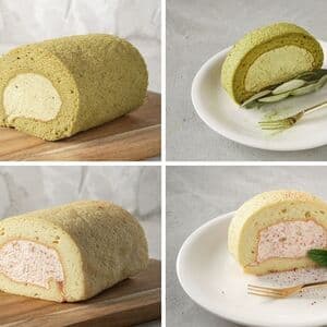 有機農家手作りの無添加ロールケーキセット2本【オリーブリーフロールケーキ＆つぶつぶ糸島いちごロール】