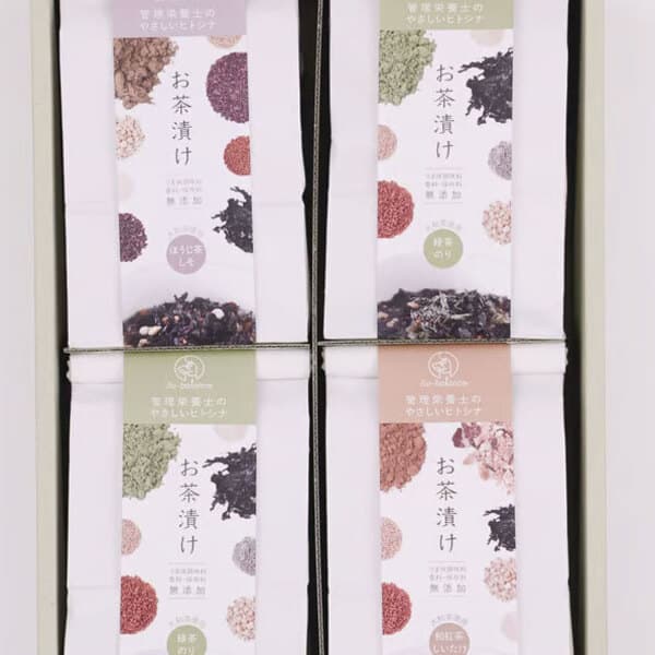 奈良の大和茶入り＜無添加お茶漬けの素＞四合わせ（しあわせ）ギフトセット