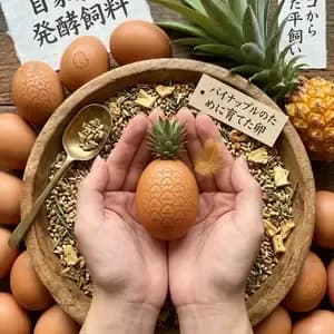 放牧卵/パイナップルのために育てた卵/自家製発酵飼料でヒヨコから育てましたのレビュー