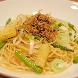 海苔ちりめんを使った和風パスタ