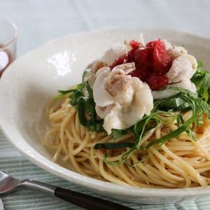 アンチョビ梅豚冷製パスタ